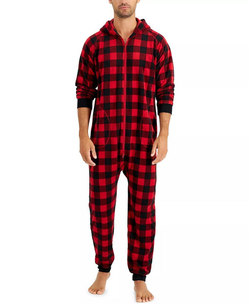 Family Pajamas Mens Matching 1 Piece Red Check Printed Pajamas Small